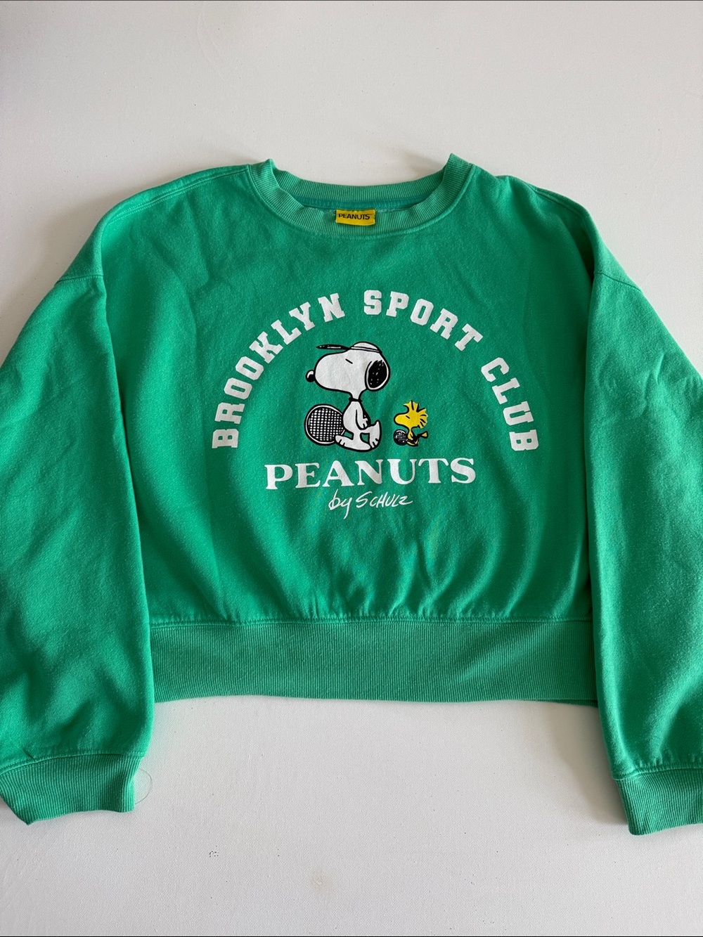 Peanuts Green Snoopy & Woodstock Tennis Crewneck Sweatshirt